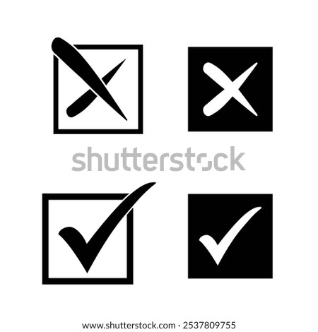 checkmark and X mark icon. check and uncheck icon vector. tick and cross symbol of vector icon.