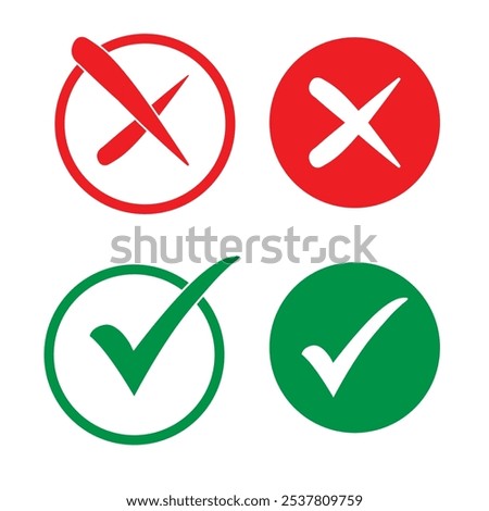 checkmark and X mark icon. check and uncheck icon vector. tick and cross symbol of vector icon.