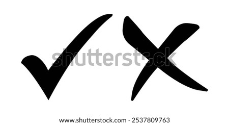 checkmark and X mark icon. check and uncheck icon vector. tick and cross symbol of vector icon.