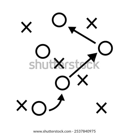 soccer tactics icon, game success strategy in football, scheme play, vector illustration on white background.