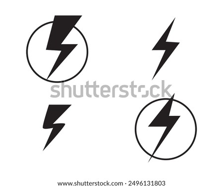 lightning bolt icon set. Electric vector icons, Bolt lightning flash icons. Flash icons collection. Bolt logo. Electric symbols. Electric lightning bolt symbols. Flash light sign.