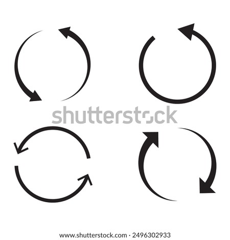 Rotate arrow icon set. Recycle arrow. Circle cursor symbol. Vector isolated illustration. EPS 10.