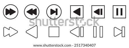 Set of media player button icons. Play and pause buttons ,video audio player ,player button set icon symbol, play and pause vector button .Vector illustration