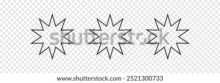 Bahai symbol. Bahai star. Black linear Bahai symbol. Religious symbol of Bahaism. Vector illustration. Bahai icon.