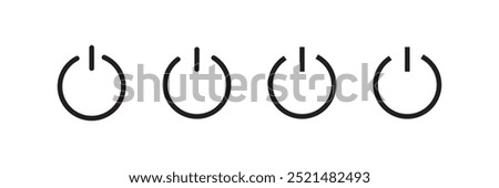 power button set. turn on and off switch vector sign. computer start trigger button symbol in filled and line style.