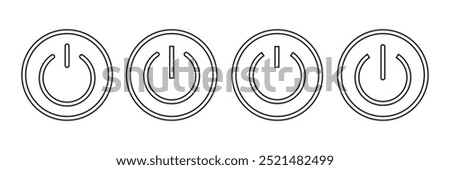 power button set. turn on and off switch vector sign. computer start trigger button symbol in filled and line style.