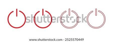 power button set. turn on and off switch vector sign. computer start trigger button symbol in filled and line style.