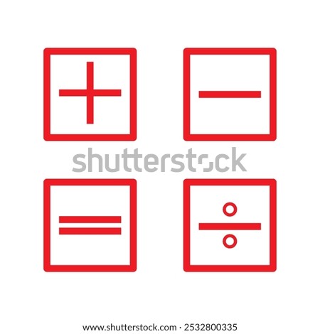 Basic Mathematics Signs. Simple Vector Color Icon.