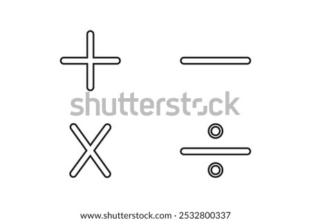 Basic Mathematics Signs. Simple Vector Color Icon.