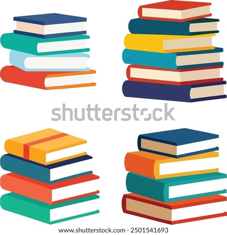 Set of Book Stack Vector art Illustration