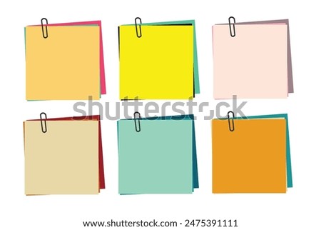 Set of sticky note with pin. Templates for a note message. Vector illustration.