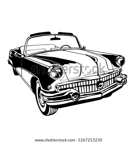 vintage car cabriolet 1950's style / vector illustration / isolated / logo / graphic Foto stock © 