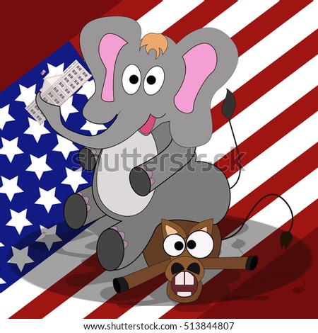 Presidential elections in the United States. Winning the Republican Party.American flag background.