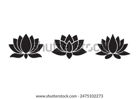 3 Set of Lotus Flower Vector EPS. Lotus Icon