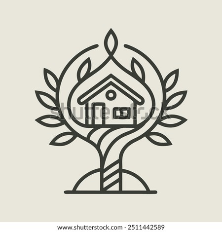 Nature-inspired treehouse logo design, ideal for branding and eco-friendly themes.