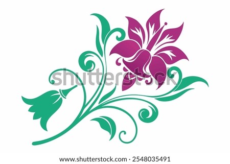 A minimalist stencil design of a bellflower swaying gracefully in the breeze, ideal for use in craft projects, wall art, logo design, nature-themed prints, and digital artwork.