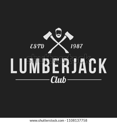 Lumberjack logo set. Union of lumberjack, woodcutter, woodsman. Graphic logo set with jaeger, axe, beard, forest, wood and lumberjack.