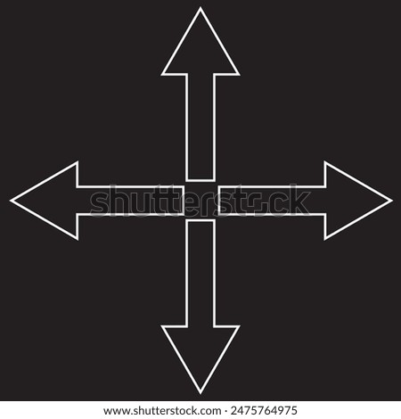 : Black and white arrows. Set of arrow vector, icon. Black horizontal all side arrow. Straight long arrow vector icon set. Black arrows left and right up down in flat style. arrow silhouette, symbol