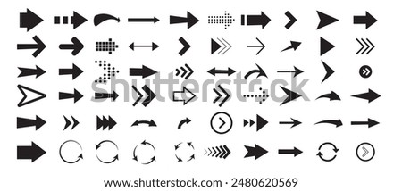 Arrows set icon in black color. Arrow vector collection . Vector illustration. Modern and simple arrows.