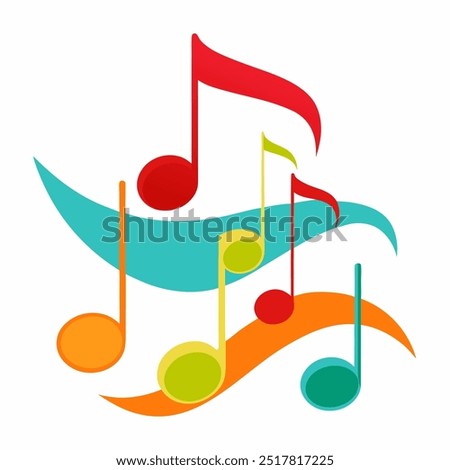 Dynamic Music Notes Wave Melody Vector Illustration.