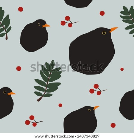 Similar – Image, Stock Photo Blackbird in a berry bush