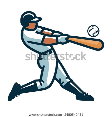 baseball player hitting ball cartoon illustration