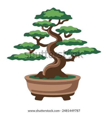 bonsai tree flat vector illustration