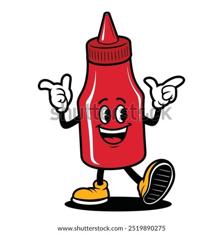 Happy Ketchup Bottle Character Dancing With Joyful Expression