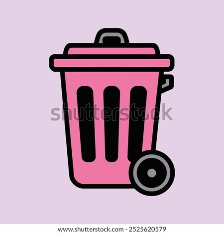 Pink trash can vector illustration