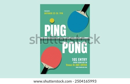 Minimalist Ping Pong Tournament Poster Illustration