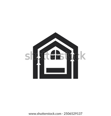 Simple Home Growth Logo. Black House with Arrow Up Logo, Icon, Symbol, Vector, Design Inspiration.