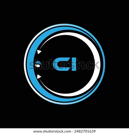 CI letter logo design with a circle shape CI Logo design. CI letter logo creative design. CI unique design.