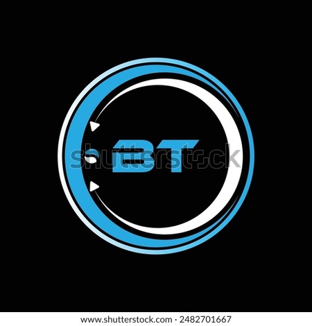 BT letter logo design with a circle shape BT Logo design. BT letter logo creative design. BT unique design.