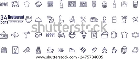 Restaurant vector line icons set. Food icon collection.