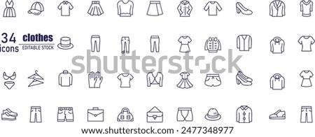 clothes and cloth elements - minimal thin line web icon set. 