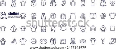 clothes and cloth elements - minimal thin line web icon set. 