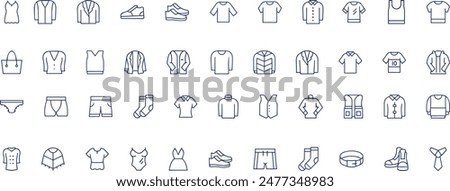 clothes and cloth elements - minimal thin line web icon set. 