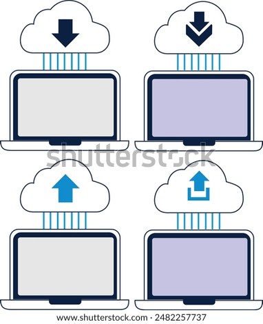 download and upload cloud illustrative vector