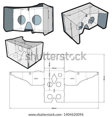 Google Cardboard and Die-cut Pattern. The .eps file is full scale and fully functional. Prepared for real cardboard production.