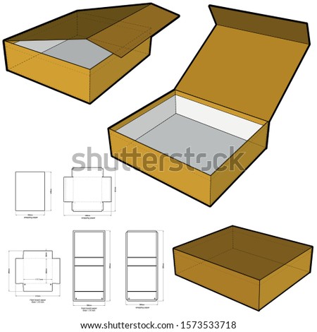 Rigid Magnet Box Template Hard Board Paper Thick 1.75mm (Internal measurement 33 x 28.5 + 9cm) and Die-cut Pattern. The .eps file is full scale and fully functional.