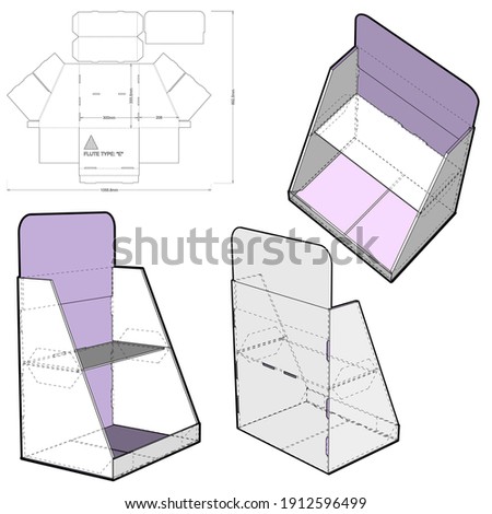 Counter display stand and Die-cut Pattern. Prepared for real cardboard production.  Сток-фото © 