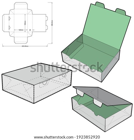 Self-assembling Folding Box. Ease of assembly, no need for glue (Internal measurement 16x12x4.5cm). The .eps file is full scale and fully functional. Prepared for real cardboard production.