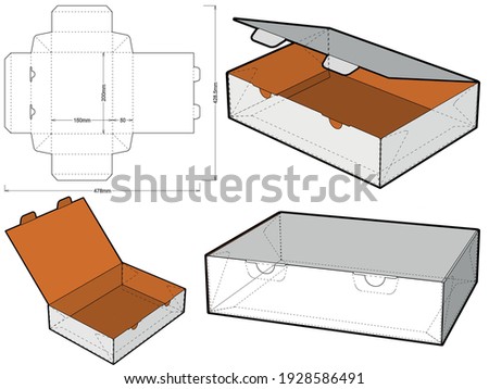 Self-assembling Folding Box. Ease of assembly, no need for glue (Internal measurement 20x15x5cm). The .eps file is full scale and fully functional. Prepared for real cardboard production.