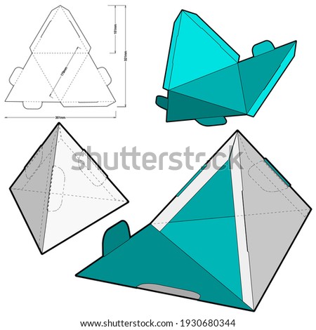 Triangular Box and Die-cut Pattern. Ease of assembly, no need for glue. The .eps file is full scale and fully functional. Prepared for real cardboard production.