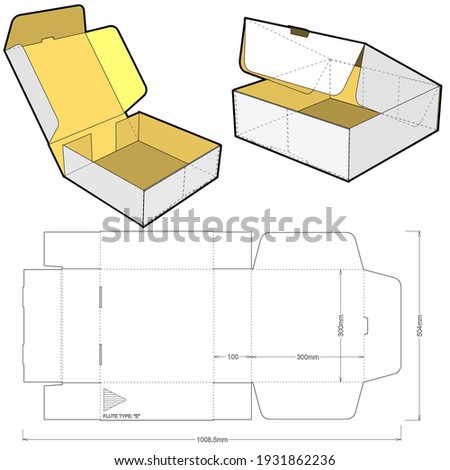 Self-assembling Folding Box. Ease of assembly, no need for glue (Internal measurement 30x30x10cm). The .eps file is full scale and fully functional. Prepared for real cardboard production.