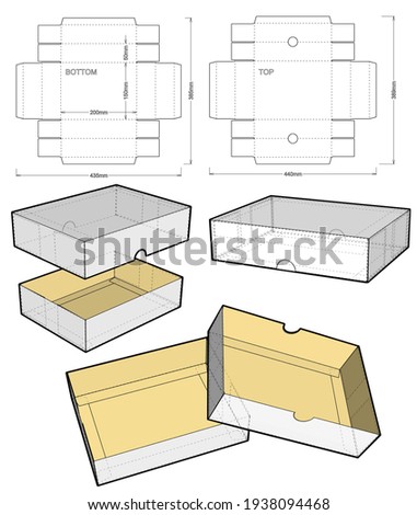 Self-assembling Folding Box. Ease of assembly, no need for glue (Internal measurement 20x15x5cm). The .eps file is full scale and fully functional. Prepared for real cardboard production.