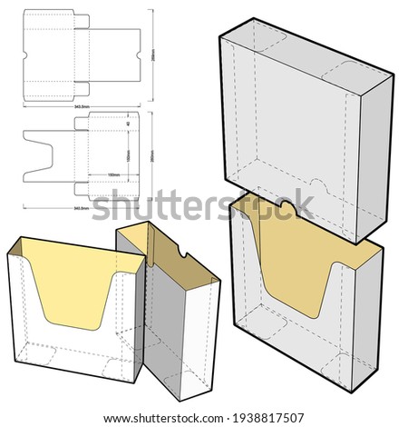 Folding Box and Die-cut Pattern. Ease of assembly, no need for glue (Internal measurement 15x15x4cm). The .eps file is full scale and fully functional. Prepared for real cardboard production.