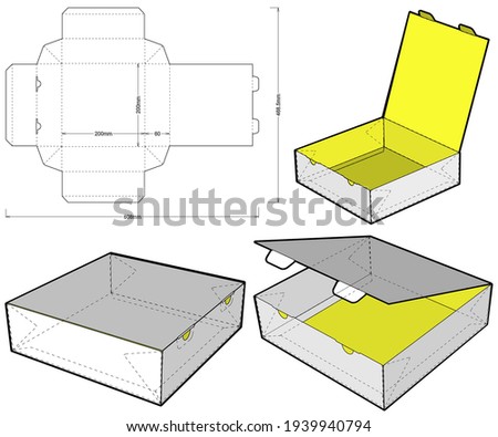 Self-assembling Folding Box. Ease of assembly, no need for glue (Internal measurement 20x20x6cm). The .eps file is full scale and fully functional. Prepared for real cardboard production.