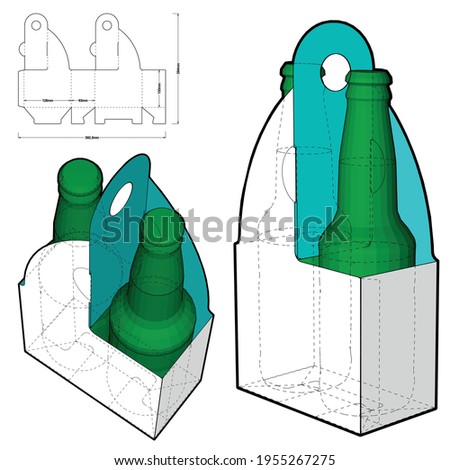 Two pack of beer bottles self assembly and Die-cut Pattern. The .eps file is full scale and fully functional. Prepared for real cardboard production.