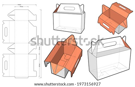 Cake Box with handle and Die-cut Pattern. The .eps file is full scale and fully functional. Prepared for real cardboard production.